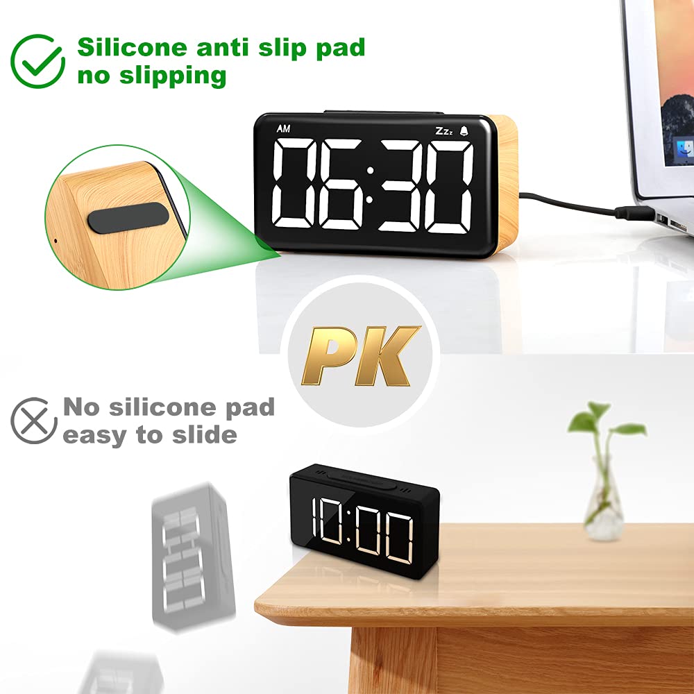 LEERON Alarm Clock, Digital Alarm Clocks for Bedrooms with Big LED