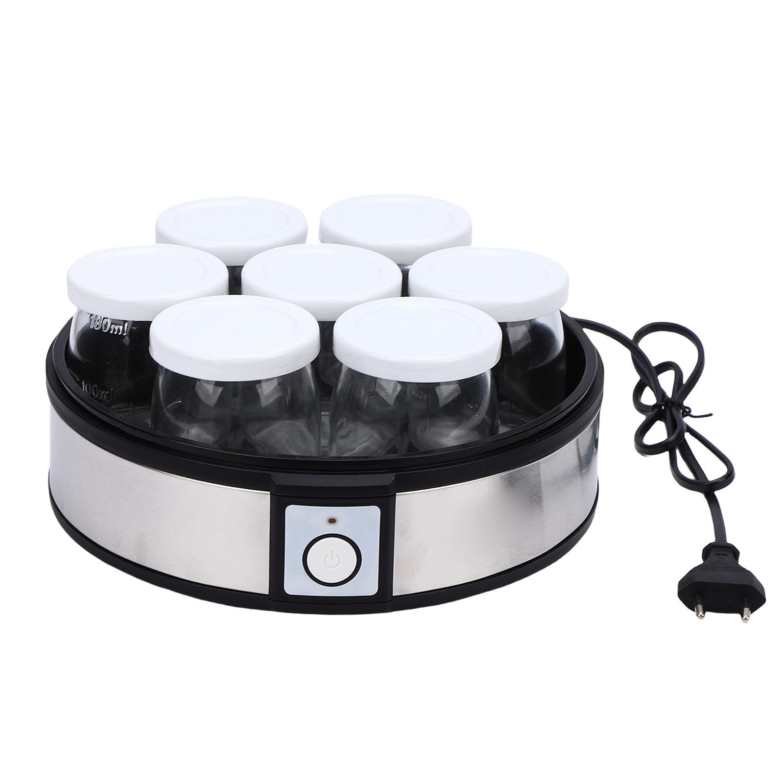Zunate Yogurtiera Elettrica in Acciaio Inossidabile Macchina per Yogurt Portatile Fatta in Casa da 20 W con 7 Tazze di Vetro per Marmellate, Budini, Gelati, Fermentazione Ad Alta Efficienza Energetica