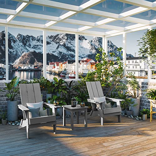 Yefu Modern Adirondack Chair, Folding Adirondack Chair, Poly Lumber Look Like Real Wood Outdoor Adirondack Chair Oversized, Weather-Resistant For Outside Patio, Deck, Lawn, Garden(Grey) #TOP1