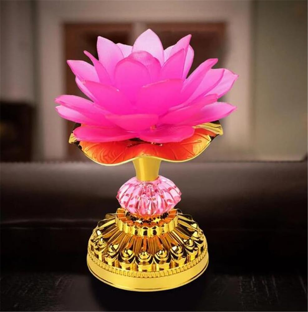 2-Pack LED Lotus Buddhist Lights Color-Changing Gradient Buddha Lotus Lamps Plug in or Battery-Operated Buddhist Lamp Worship Prayer Faith Supply Things