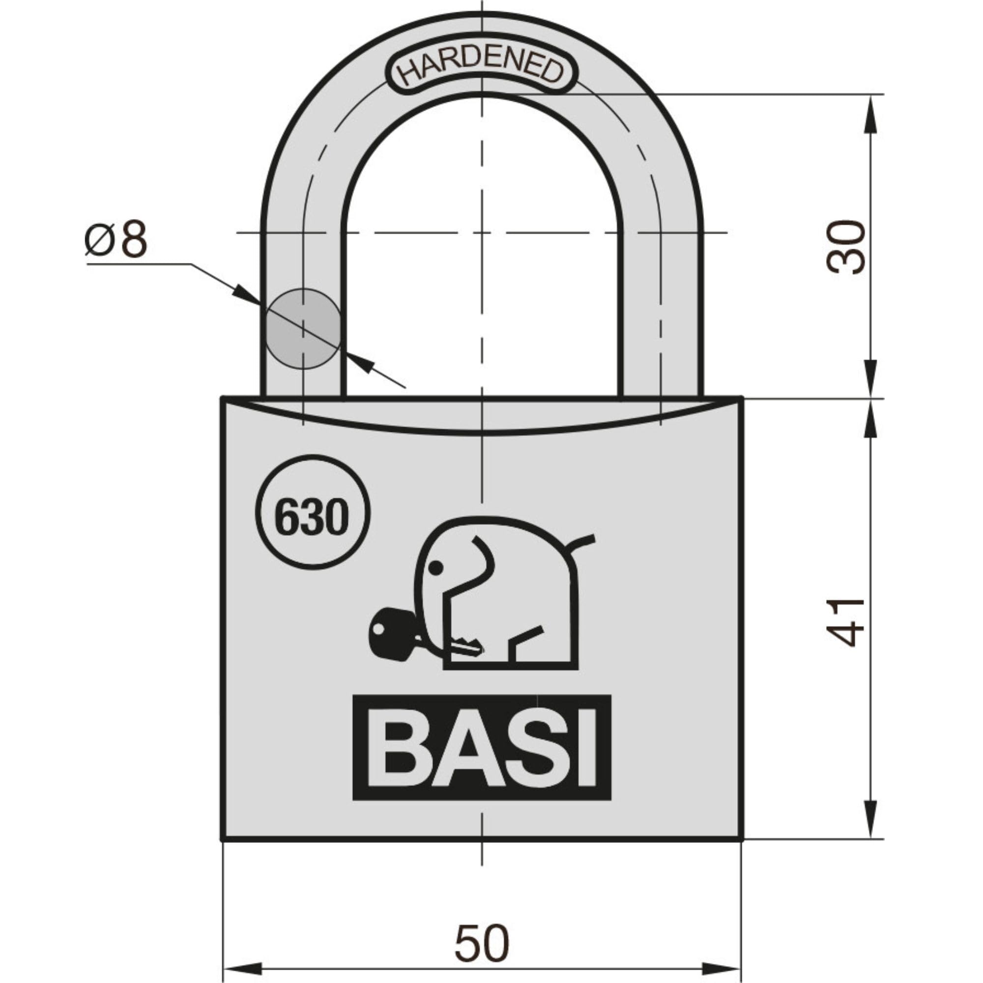 BASI Juego de 6 candados | 50 mm | cierre uniforme | carcasa de aluminio macizo | grillete de acero endurecido | candado seguro | grosor de 7 mm | 6 unidades