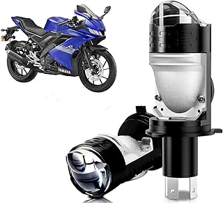 Auto Pearl H4 LED Projector Lens Motorcycle Headlight Bulbs 12V 8000LM Bulb H4 CSP Chip High/Low Beam, 45W-55W Canbus Turbo, 6000K White Light compatible with R15S (Pack of 1)