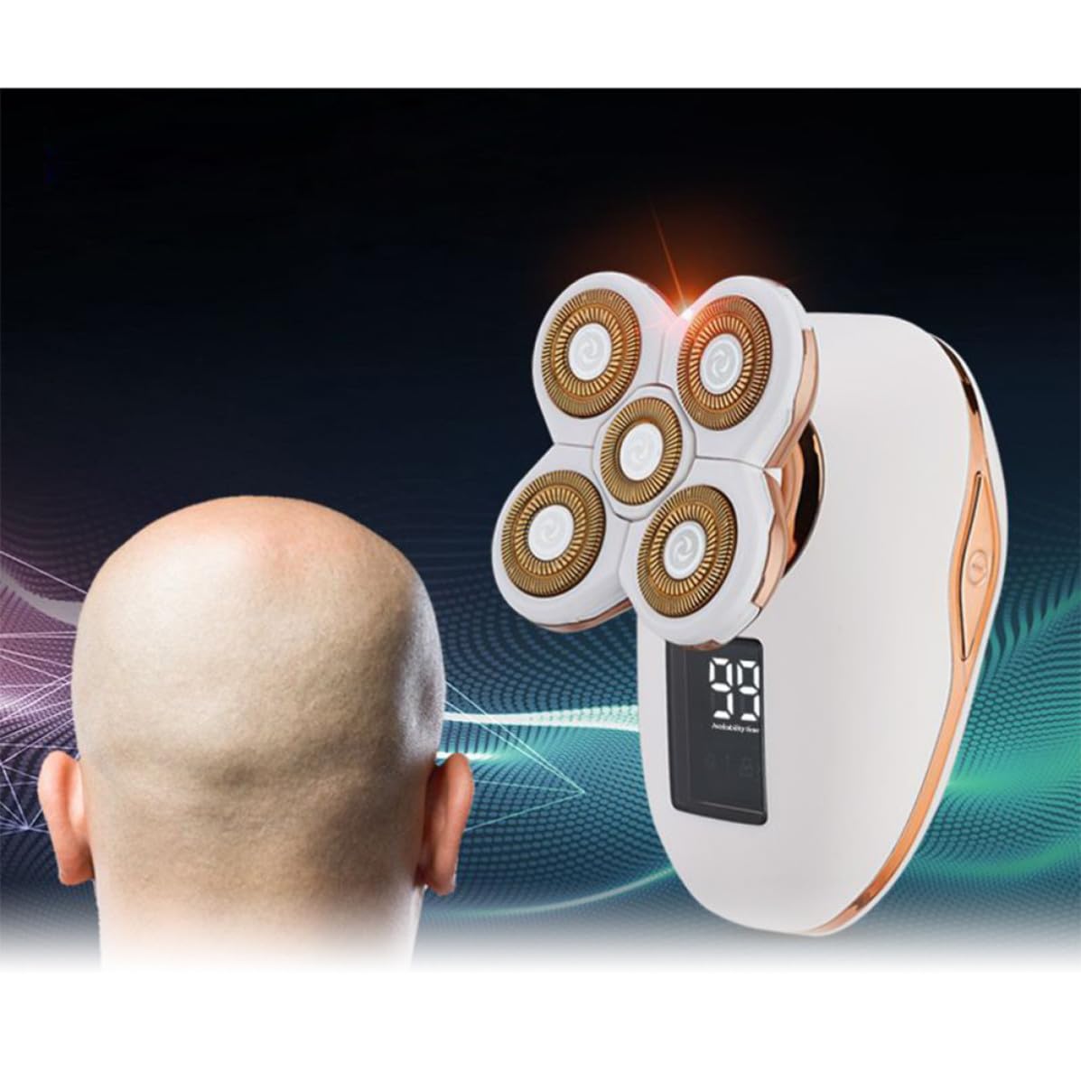 NUOBESTY LCD Haartrimmer Elektrorasierer für Männer mit 600 Mah Akku Weiß Glattes Rasieren und Direkt mit Wasser Reinigbar für Zuhause und Unterwegs