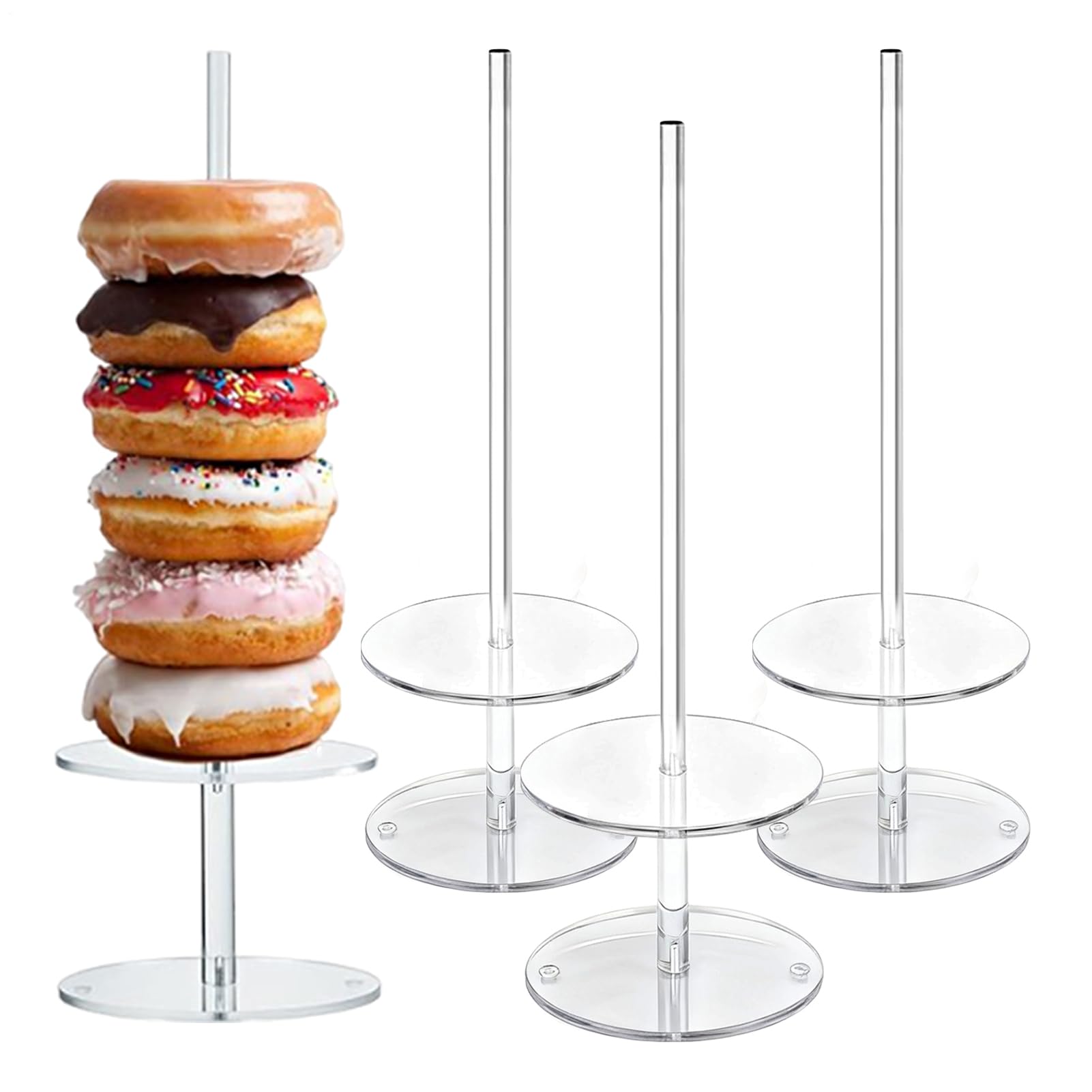 Soporte Para Dónuts De 4 Piezas Acrílico Transparente Extraíble Torre De