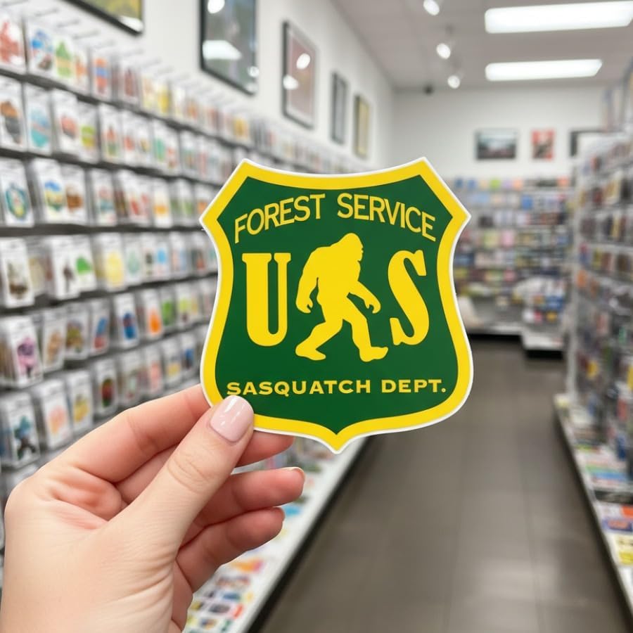 AK US Forest Service Sasquatch Dept..Forestry Hiking Camp Big Foot Stickers Vinyl Decal car | Van | Trucks | Motorcycle | Bumper | Window Any Smooth Surface Size: 5" - Image 2