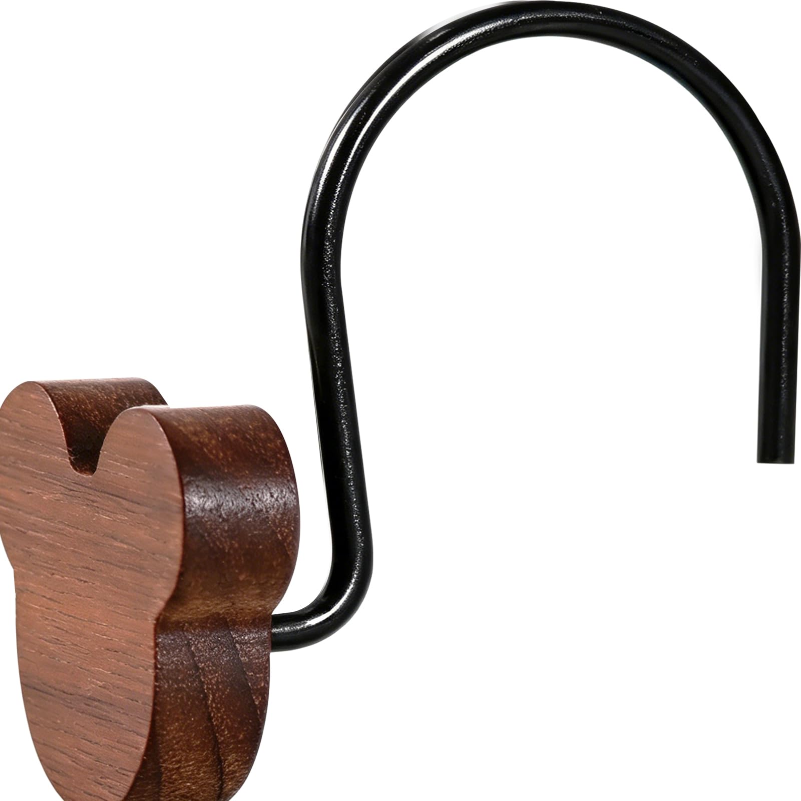 Crochet de rideau de douche en bois naturel pour tringle de salle de bain