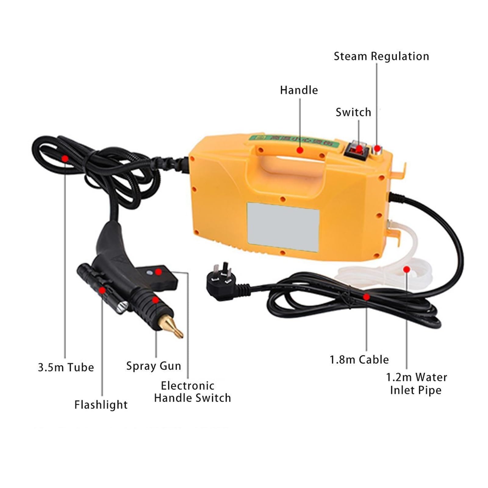 Limpiador a Vapor Industrial, Limpiador de Profesional 3000W, máquina Limpieza Alta presión con generador portátil for Cocina doméstica(Yellow-3000W)