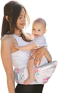 Baby Hip Carrier‌ - Infant Toddler Hip Seat for 0-36 Months (0-66 lbs). Adjustable Waistband, Breathable Mesh & Enhanced Safety, Side-Carry & Front Carry Options (Flower)