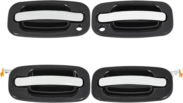 DEAL AUTO ELECTRIC PARTS 4pcs Exterior Door Handles Kit Black Chrome Lever