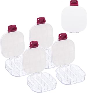 PATIKIL 16 Wells Paint Storage Box, 4Pcs Airtight Paints Moisturizing Container Folding Saving Painting Palette, Red