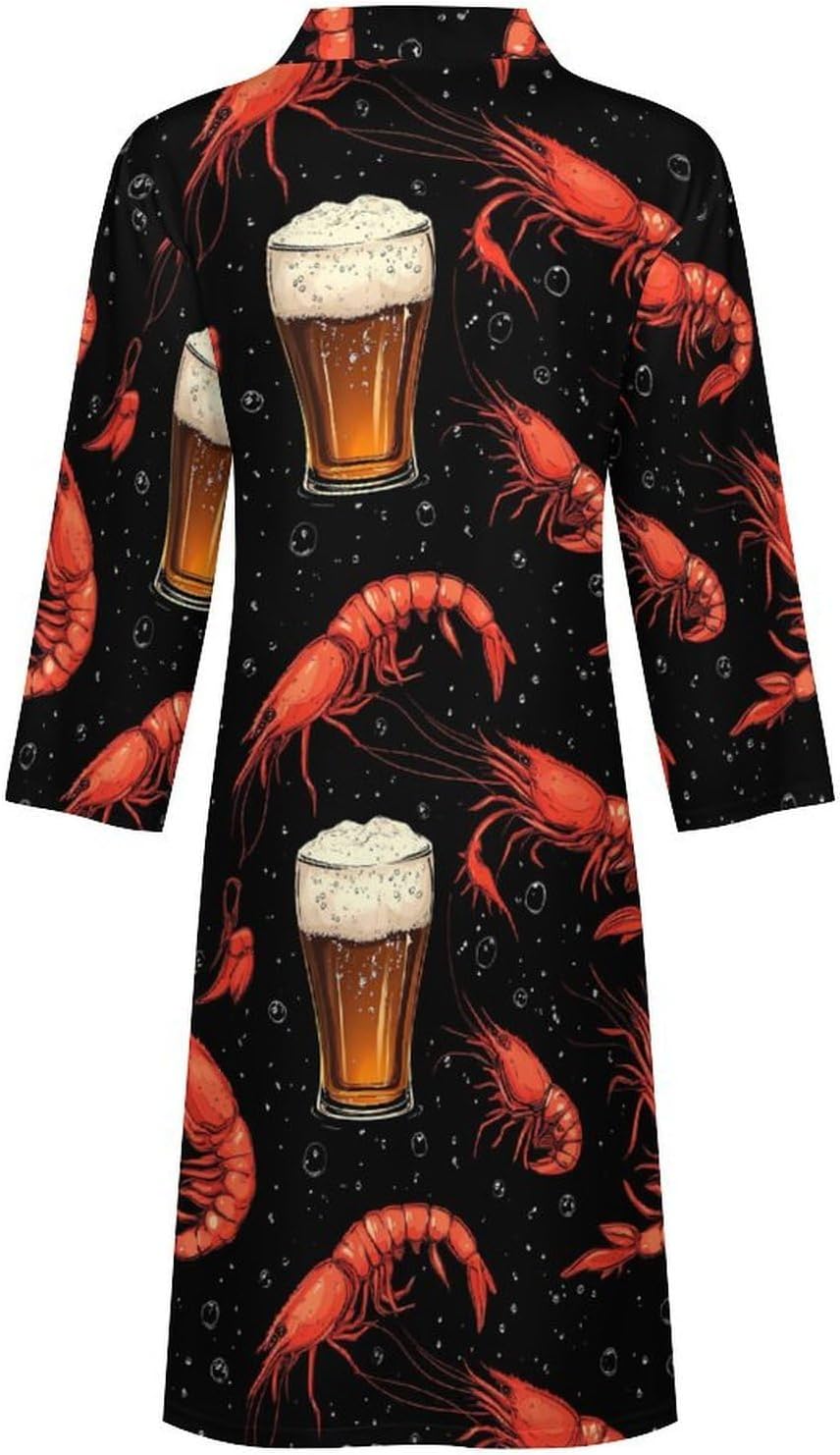 Shrimps Beer Men's Robe Soft Bathrobe V Neck Loungewear Sleepwear Nightgown Dressing Gown