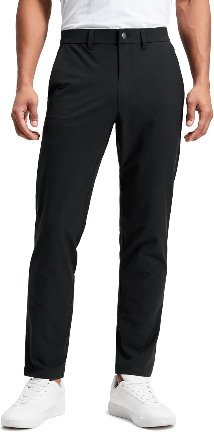 CRZ YOGA Stretch Cotton Chino Pants for Men - 30"/32" Breathable Work Casual Athletic Fit Twill Trousers with Pockets