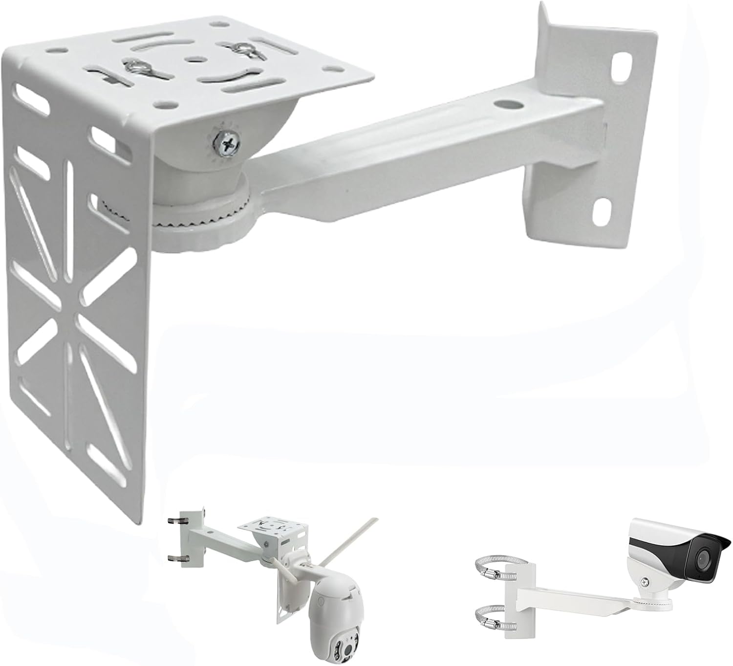 L-Shape Dome Camera Bracket, Wall Ceiling Mount for Security Dome Cameras, Wall Mount,Corner (Vertical Pole Bracket+Hoop 7.8 in )