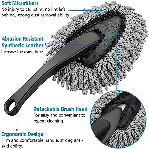 Image of 2 PCS Soft Microfiber Car Cleaning Duster with Handle Car Cleaning Brush Mini Car Duster, Exterior Dust Remover Car Window Cleaning Dusting Brushes Car Accessories (XXX-Small 2 Pack)