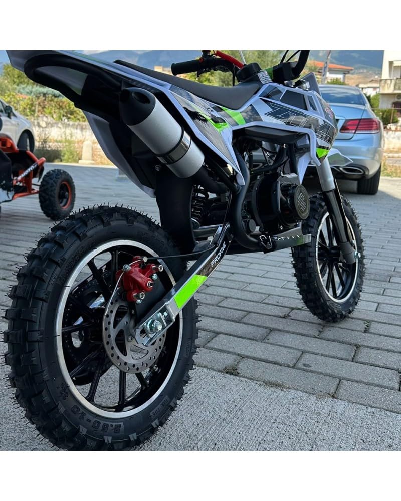 T-MOTO Mini Moto Cross ZTM RUOTA 10/10, Mini Motocross 50cc con Braccialetto di Sicurezza, Minicross 50cc 2 tempi 4cv tuning Uso Off-road, Moto bambini (Blu)