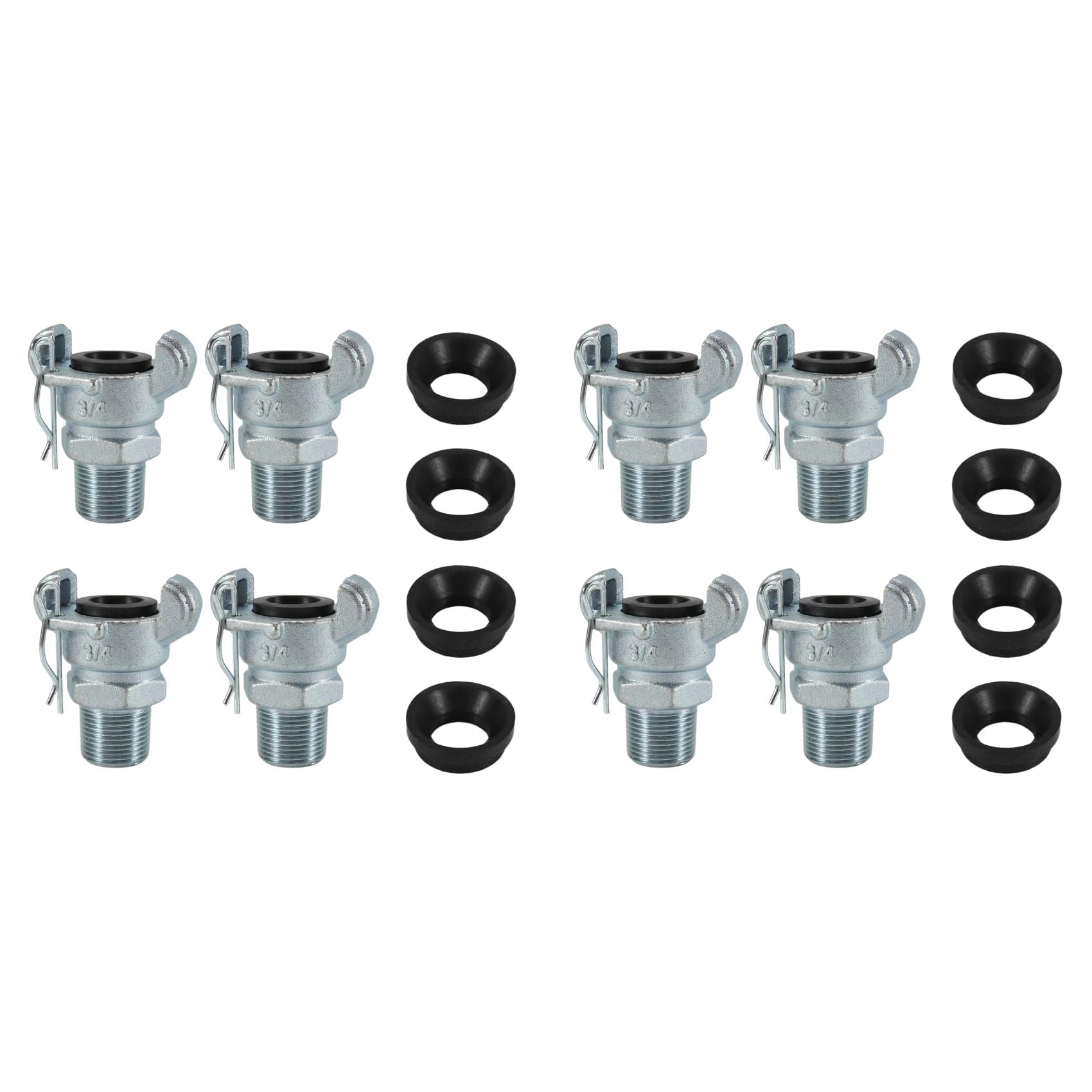 Jnchdghwa Women's Silver 8Sets Npt Air Hose Fitting 2 Lug Universal Coupling Chicago Fitting For And Male End (Male End,3/4Inch)