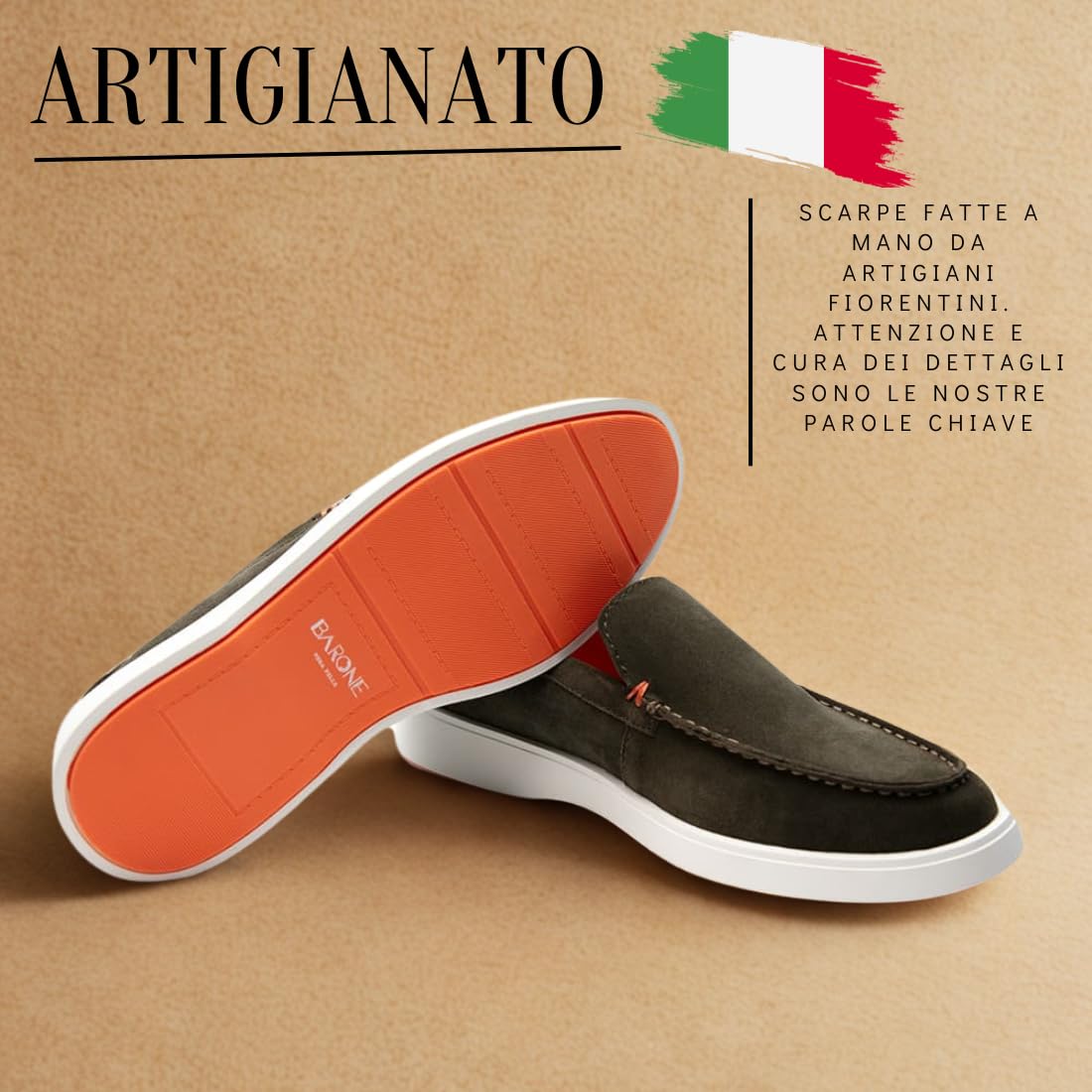 BARONE Mocassino Uomo Estivo - Scarpa Estiva in Vera Pelle - Scarpa Made in Italy
