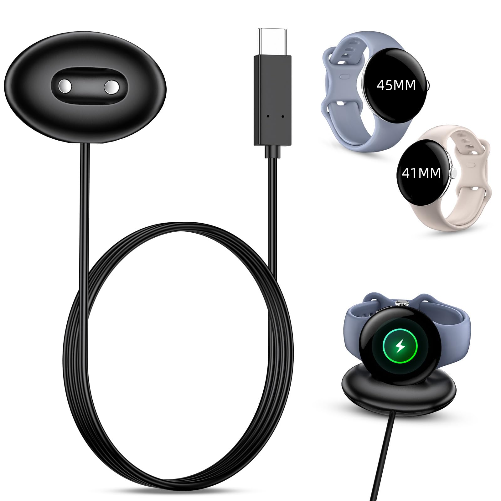 Cable de carga rápida con soporte magnético seguro para Google Pixel Watch 4 8