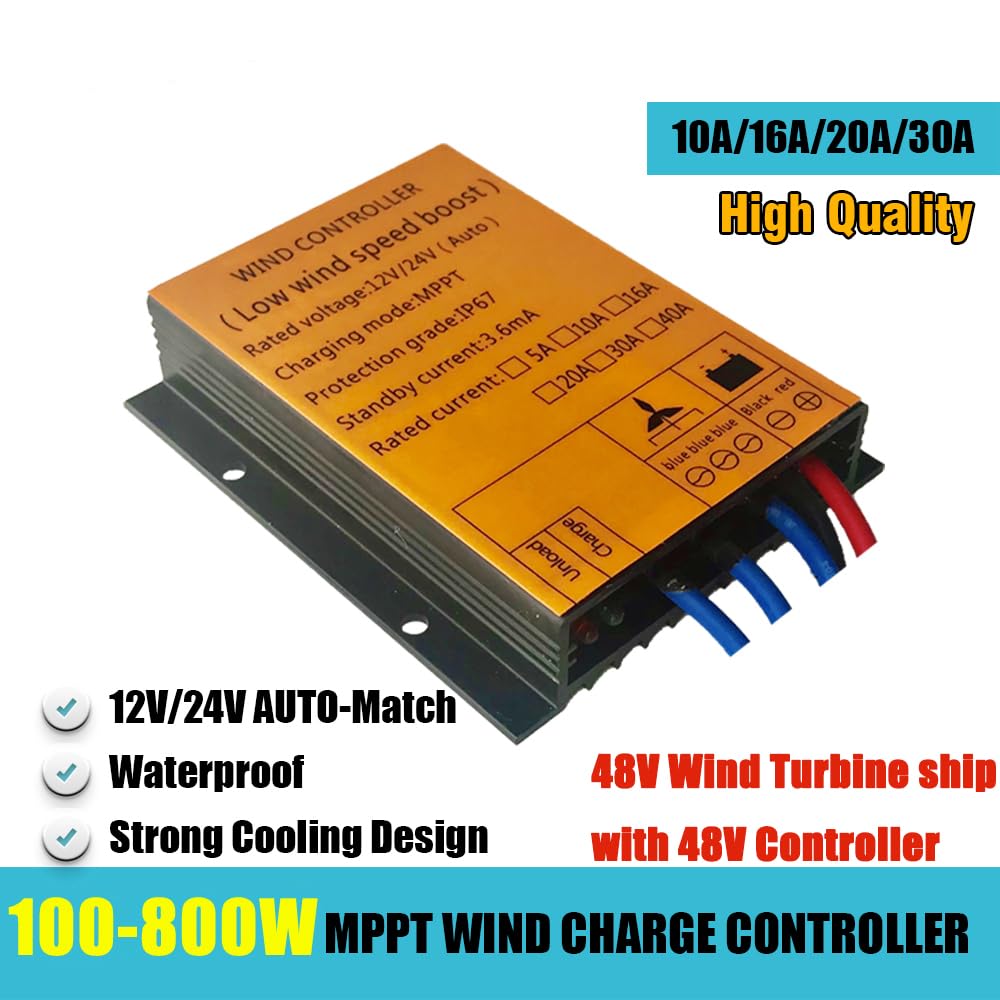 800W vertikale Windkraftanlage 12V 24V 48V Windgenerator freie Energie Windmühle Windturbine mit Regler Windräder für Heimgebrauch Garten Boote (48V-Weiß)