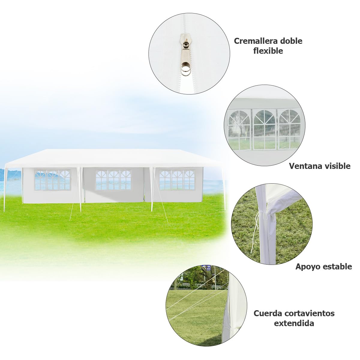 GOPLUS Carpa Plegable 3 x 9 m Impermeable con Protección UV