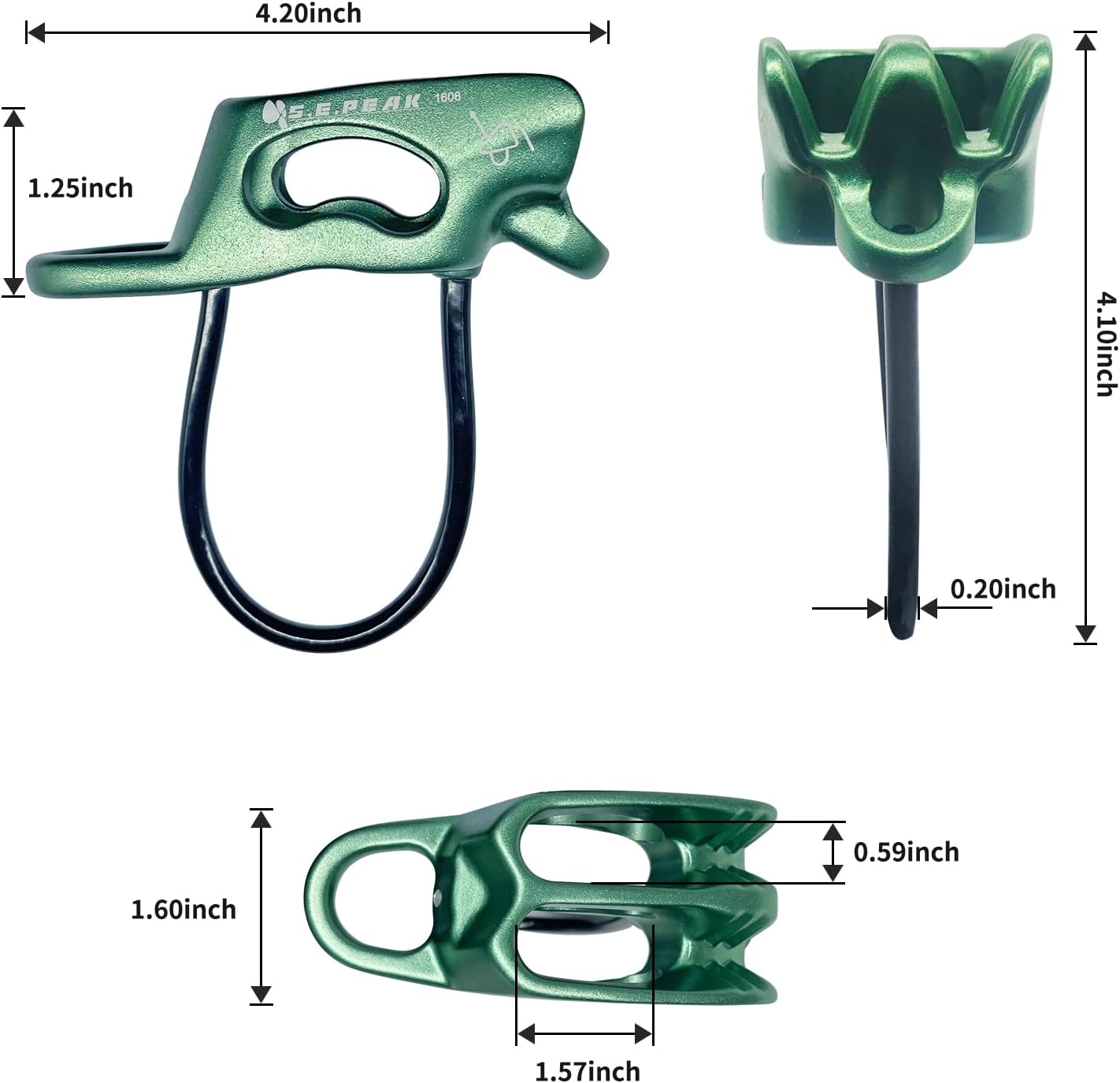 S.E.PEAK 30kN Aluminum Rappel ATC-Guide Belay Device, Strong Rappelling Gear, Climbing Descender, One or Two Rope Strands for Climbing, Saddle Hunting, Rescue, 8-11MM, Green : Sports & Outdoors