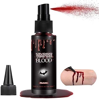 Halloween Fake Blood Spray, Washable Fake Blood Makeup, Halloween Realistic Fake Blood for Face Body Paint, Perfect for Vampire Makeup, Clown & Sfx & Cosplay & Zombie Make Up, 1 Pack