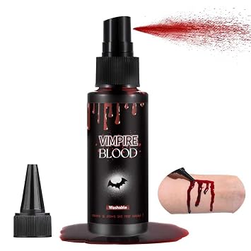 Halloween Fake Blood Spray, Washable Fake Blood Makeup, Halloween Realistic Fake Blood for Face Body Paint, Perfect for Vampire Makeup, Clown & Sfx & Cosplay & Zombie Make Up, 1 Pack