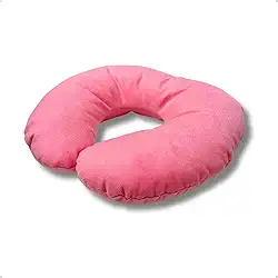 Travesseiro de Pescoço para Viagem Rosa Suede Encosto Apoio Avião Descanço Formato U Macio Confortável Portátil
