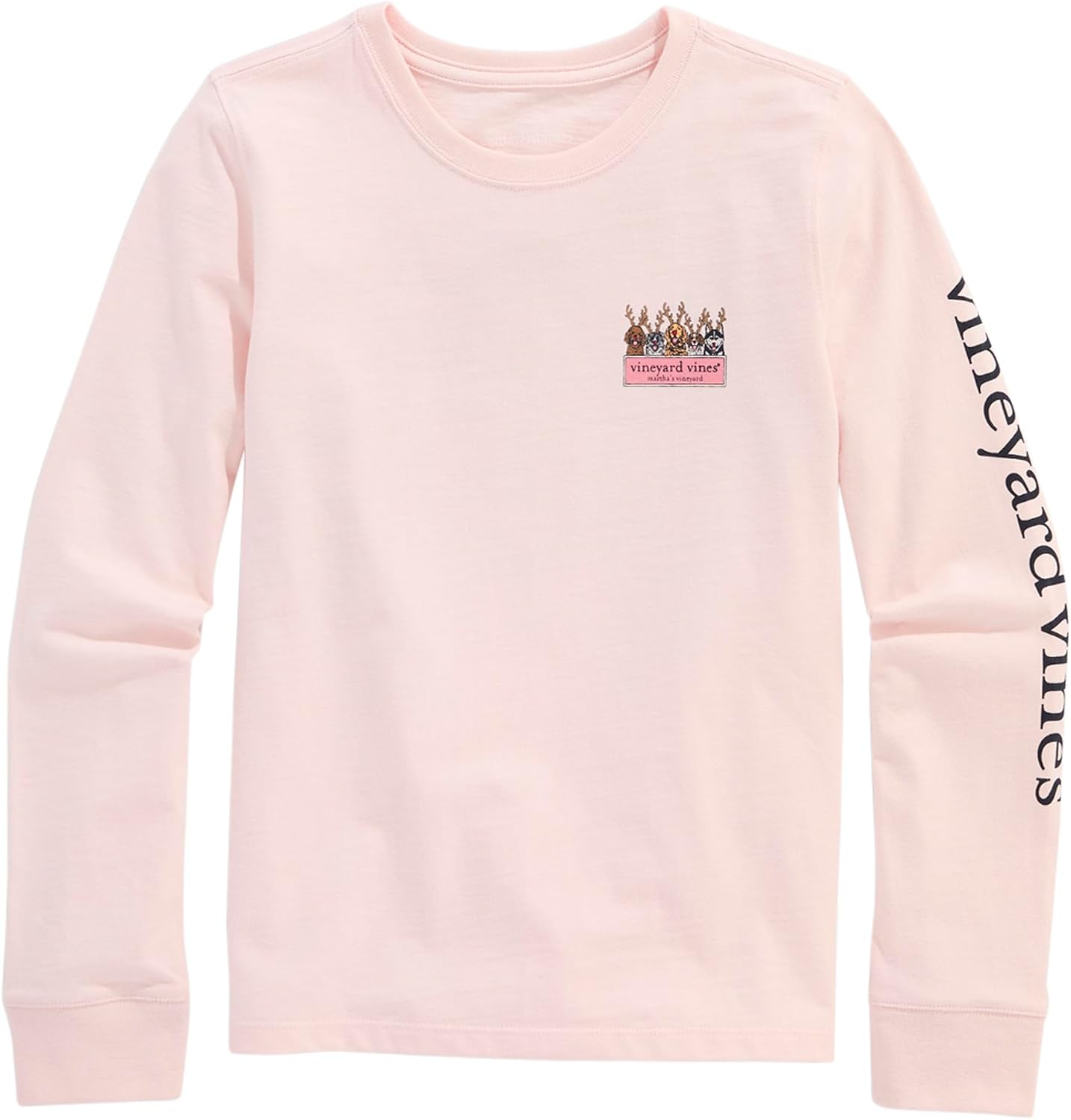 Vineyard Vines Girls' Glitter Reindeer Pups Logo Box Long-Sleeve Tee