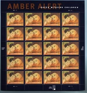 Amber Alert Saving Missing Children (Sheet of 20) 39 Cent Postage Stamps Scott #4031