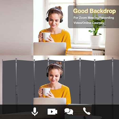 Miniatura 7 de Divisor de habitación, 8 paneles plegables de privacidad con pies de soporte más anchos, partición de habitación portátil de 6 pies para separador