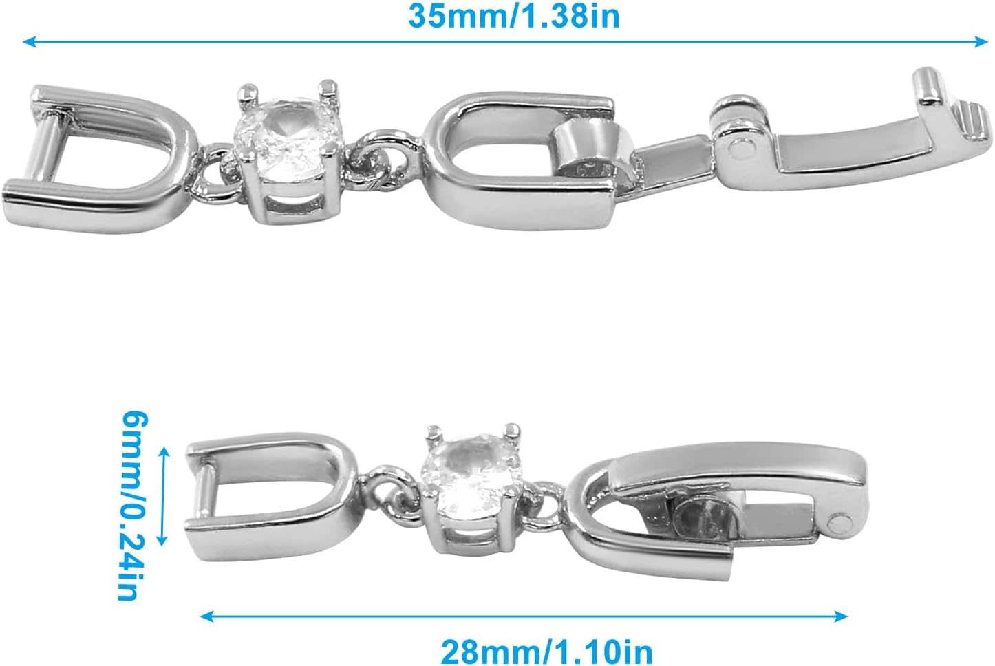 4Pcs 3cm Necklace Bracelet Extender, Silver