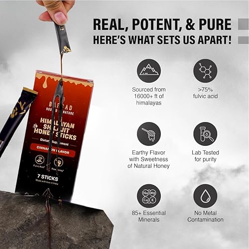 Miniatura 3 de Palitos Shilajit puros del Himalaya con miel orgánica y canela (7 unidades) Palitos Shilajit fáciles de un solo uso Aumenta la energía