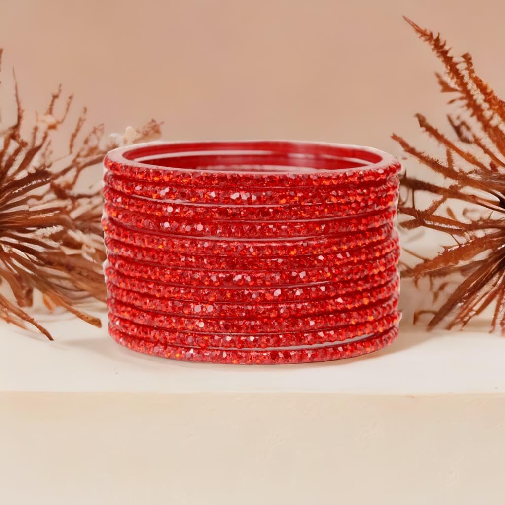 JD'Z COLLECTION Indian Glass Bangles Set Jewelry for Womens & Girls Bollywood Bangles Set Bridal Ethnic Wedding Partywear Costume Match CZ Stone Glass Bangles Set of 12 Blue - Image 6