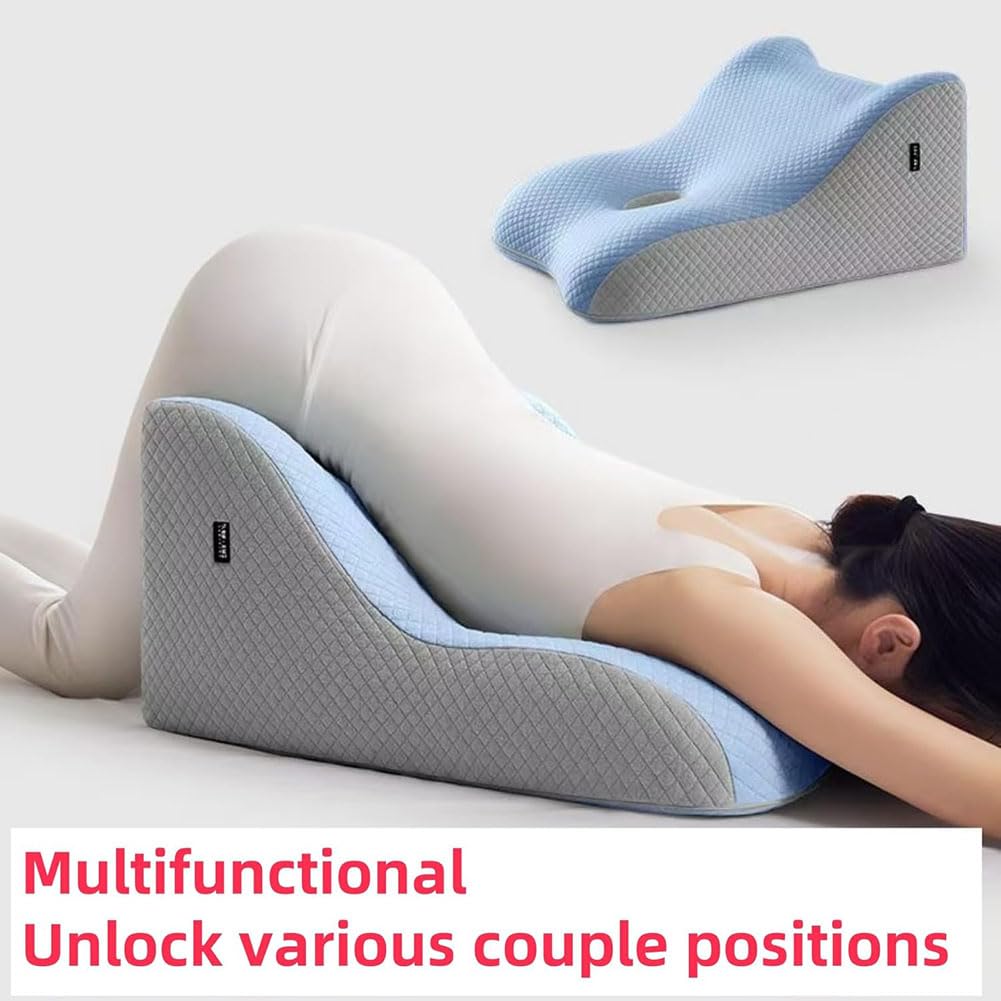 Cuscino Ergonomico Lombare Per Letto A Forma Di Cuneo – In Memory Foam, Traspirante, Misura 42x45x20 Cm, Supporto Per Schiena E Gambe Per Dormire E Lavorare
