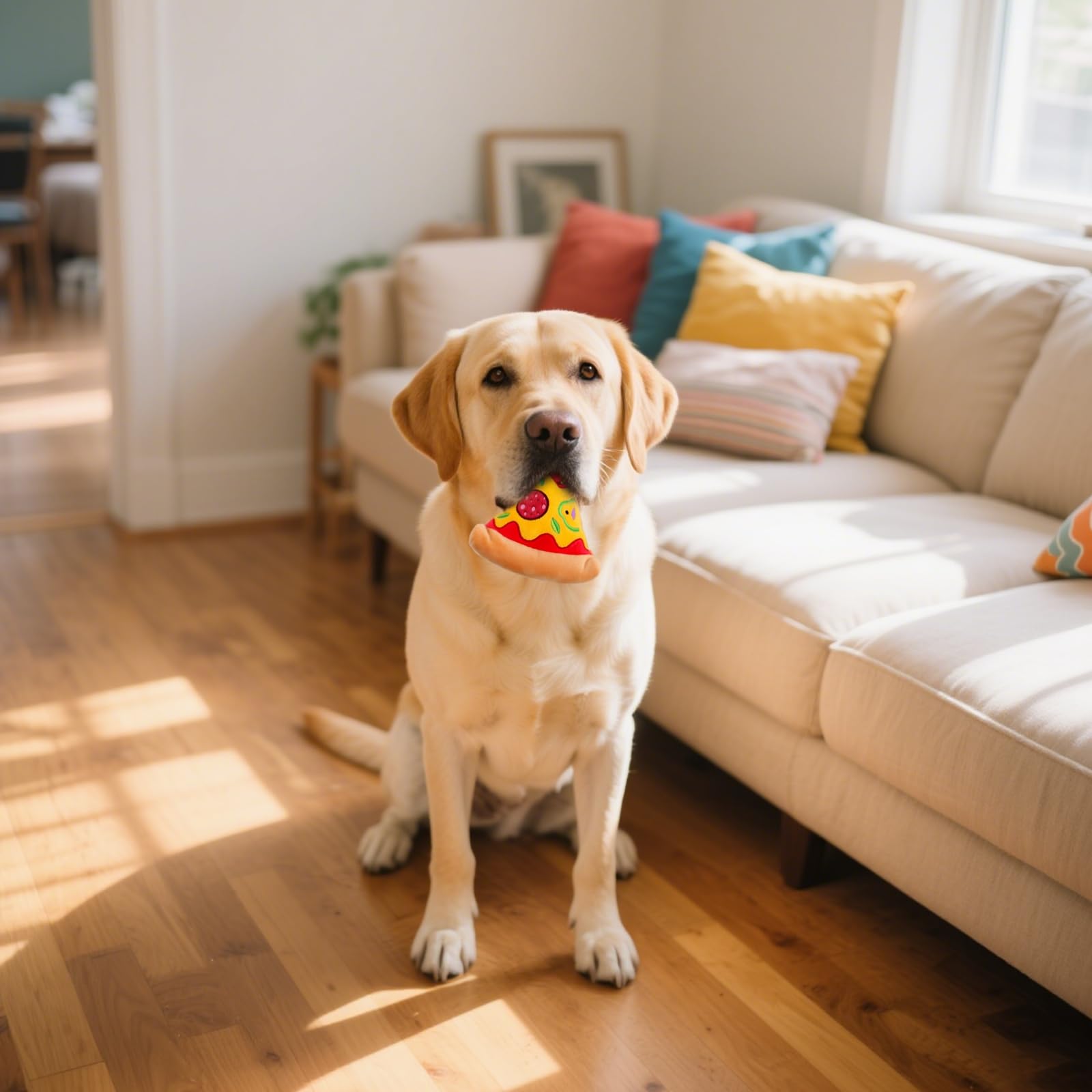 2 szt. Zabawka dla psa do pizzy w kształcie kawałków pizzy, interaktywna zabawka dla psa z dźwiękiem, miękka tkanina nylonowa, dla małych i średnich psów, zabawny wzór kawałka pizzy