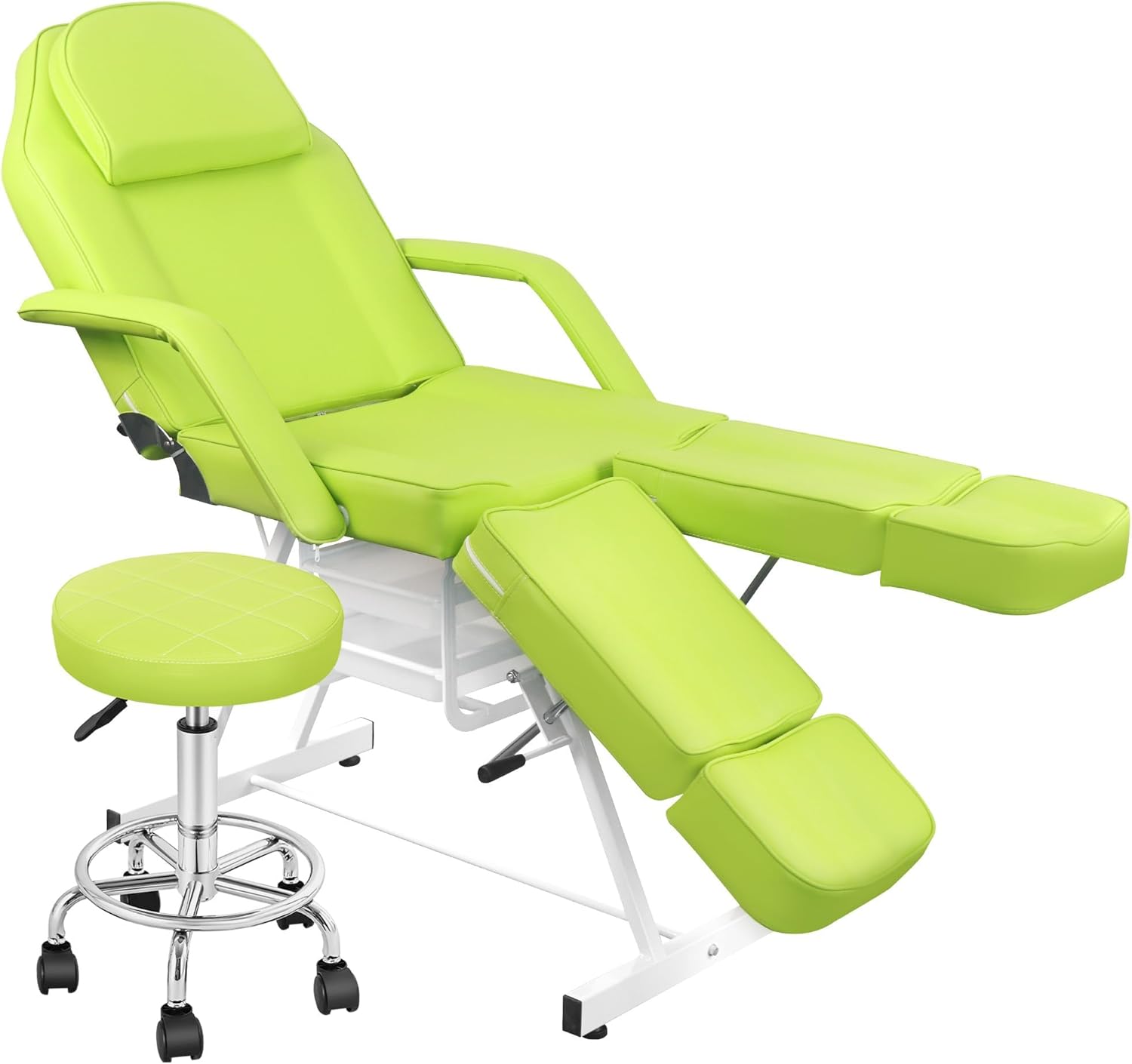 Tattoo Chair for Client with Split Legs,Lash Bed with Rolling Stool, Tattoo Table Facial Bed for Esthetician, Adjustable Beauty Salon Spa Facial Chair