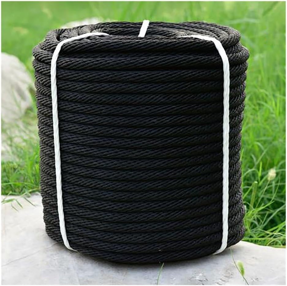 32-328' Long Polyester Braided All-Purpose Rope for Camping, Crafting, Hammock, Clothesline, Hiking, Arborist, Pulling, Swing, Sailing, Yachts, Cargo Securing(Black,10mmx10m/0.39" x32')