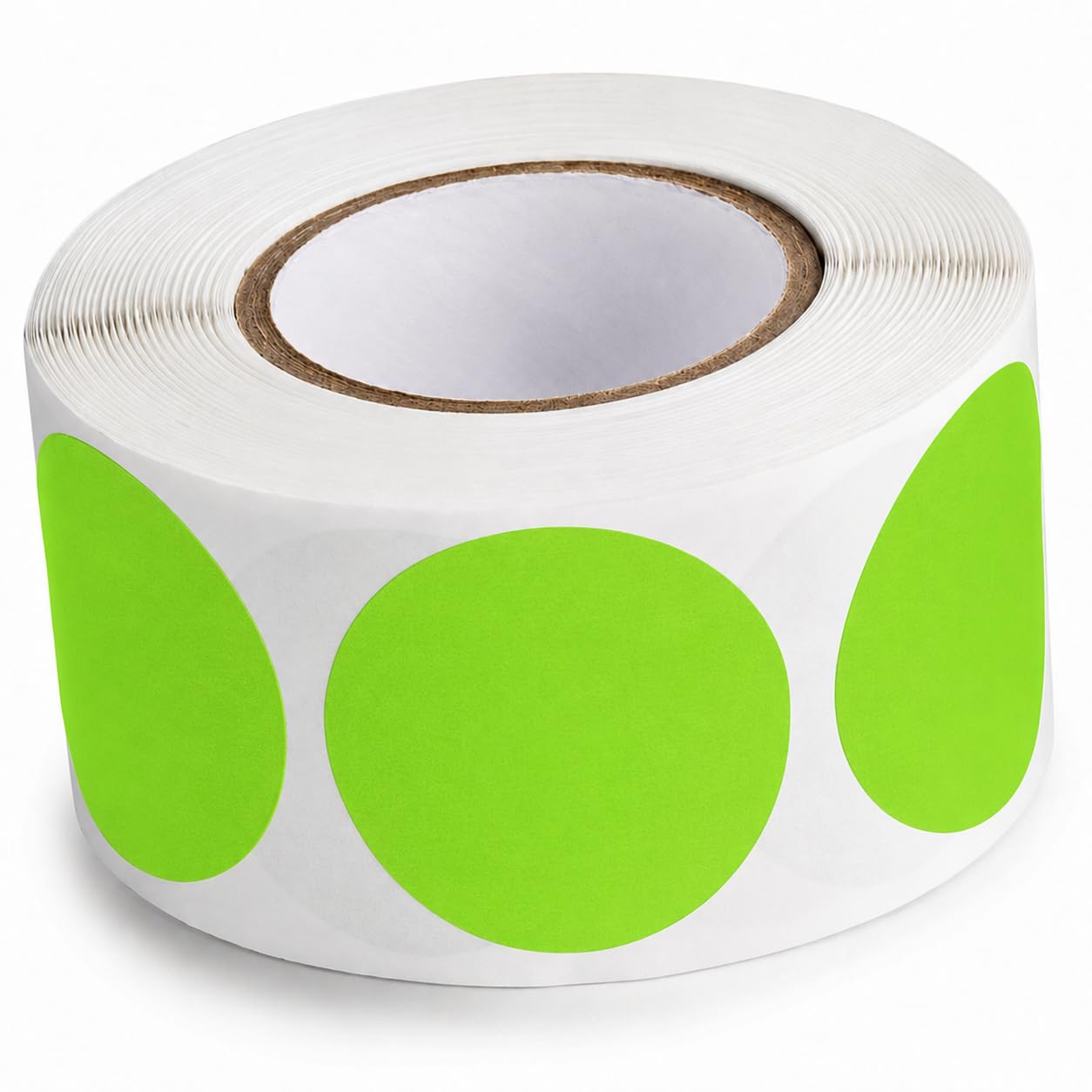 Fluorescent Green Round Inventory Labels by Glownary – 1.5 Inches, Semi-gloss Paper, Green, Pack of 500, Model 323fg112bc