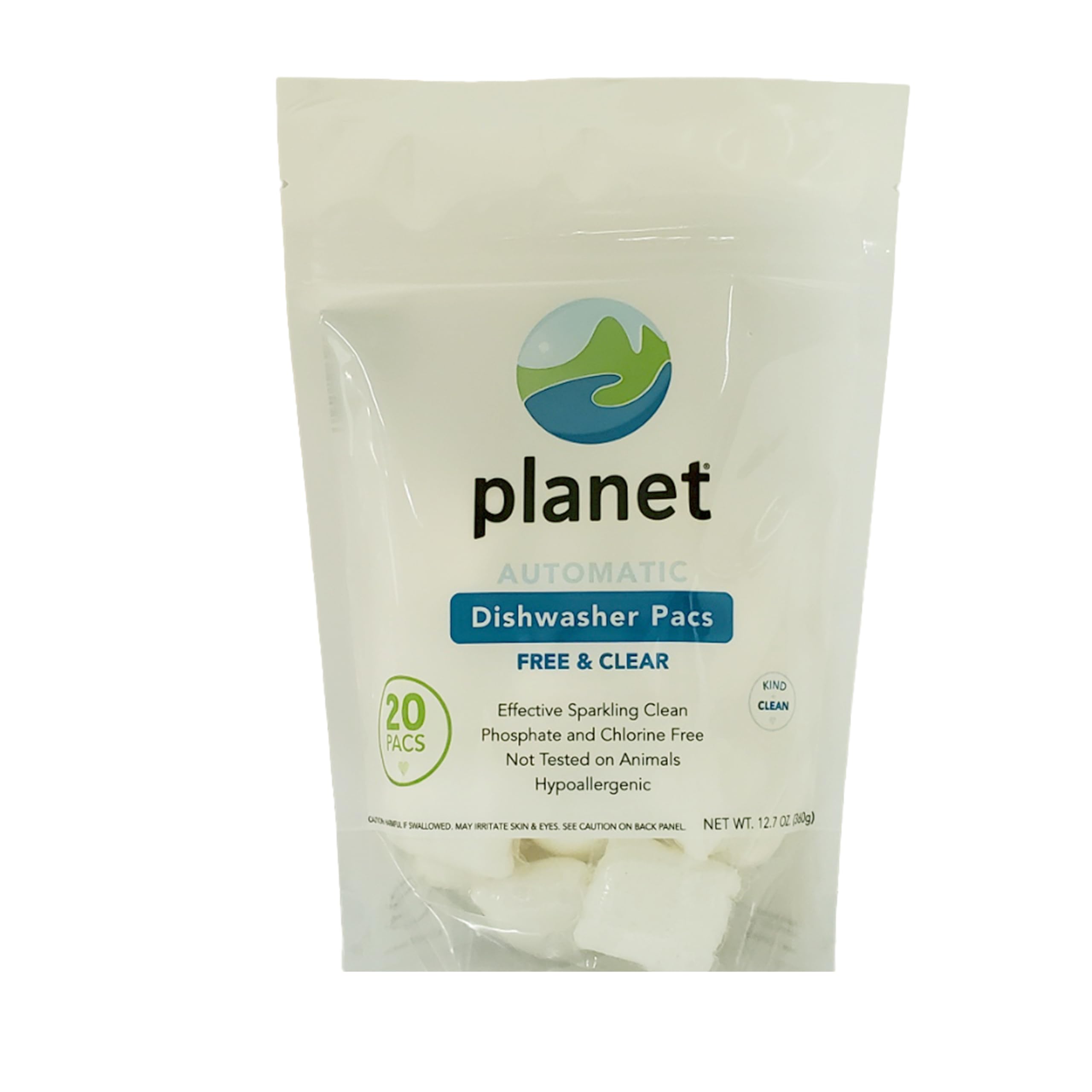PLANET Automatic Dishwasher Pacs Free & Clear, 20 CT