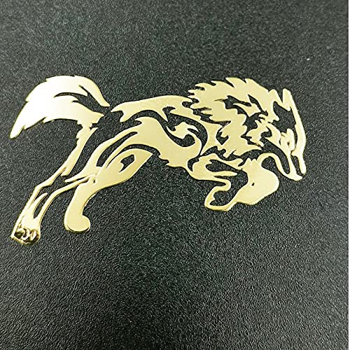 HUARONG Lot de 2 autocollants en métal chromé avec logo de loup pour téléphone portable, ordinateur portable, iPad (doré) Cover