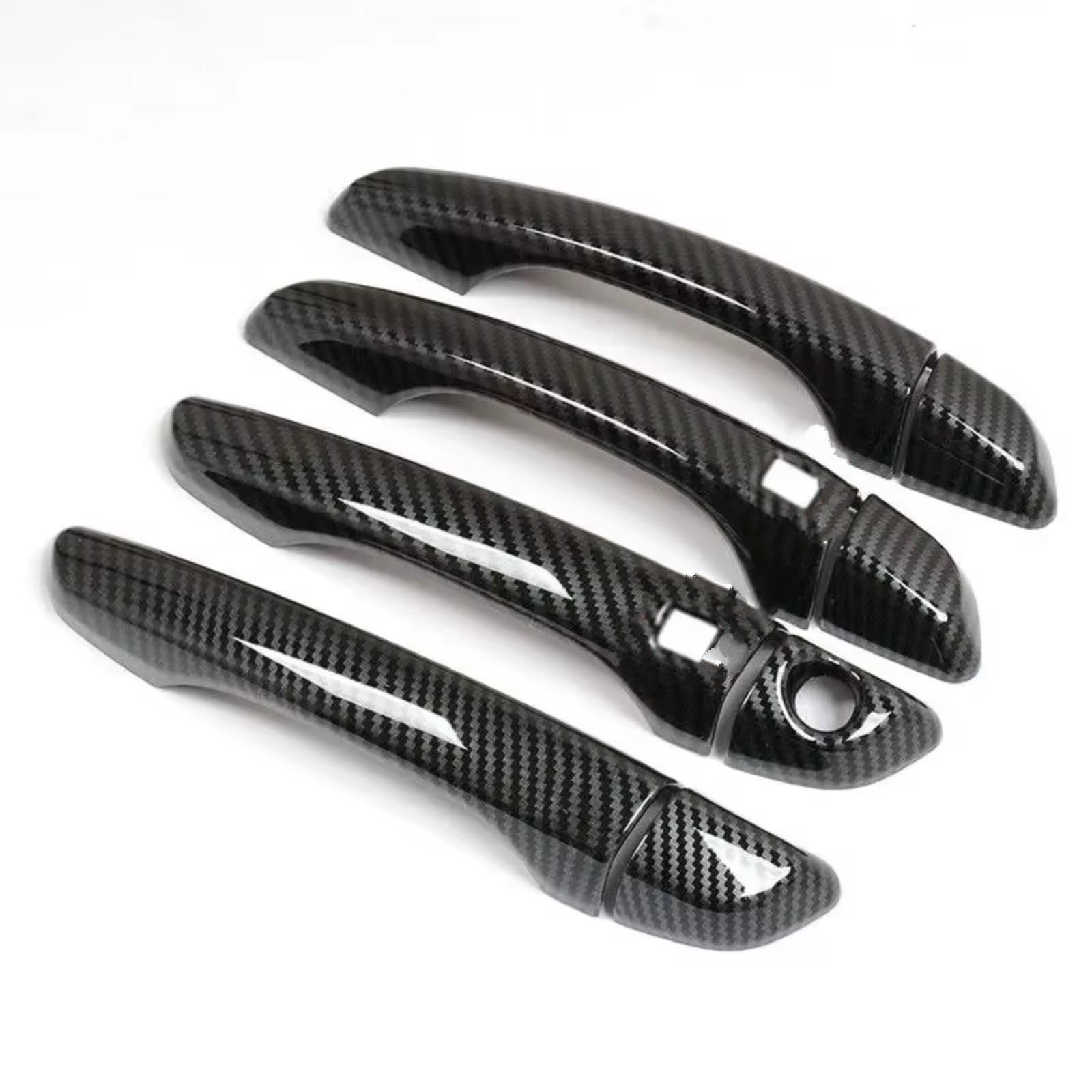 IUKMR for Peugeot 408 308 308sw T9 2016-2022 Chrome Carbon Fiber Car Door Handle Cover Trim Sticker Car Outer Door Handle(Carbon 2 sensors)