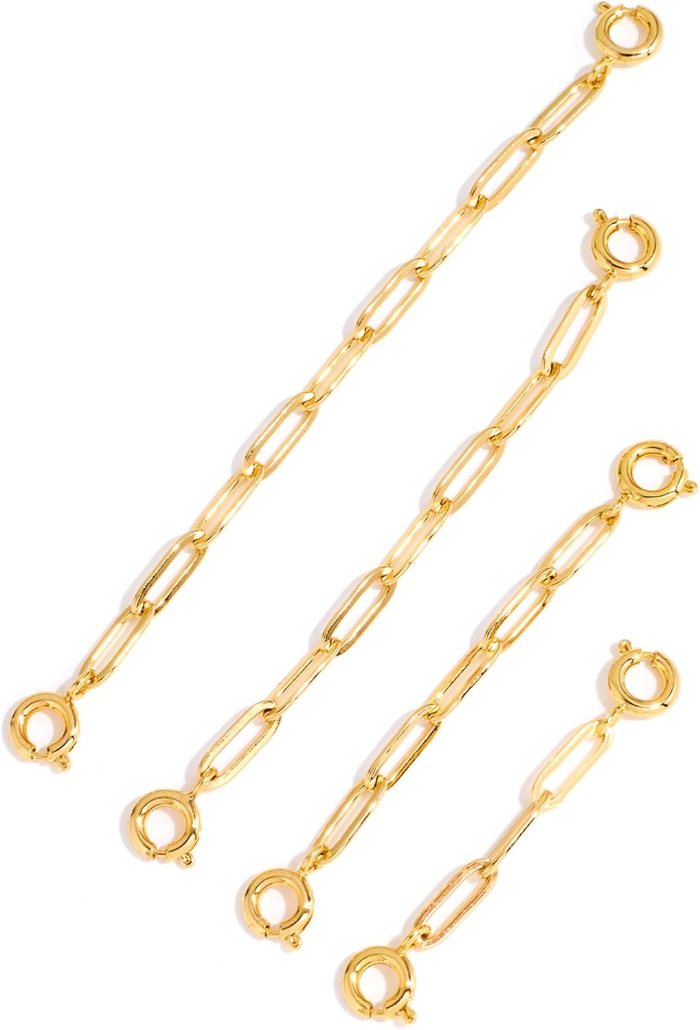 FAMARINE 4 PCS Gold Necklace Extender Chain for Women Gold Extension Bracelet Link for Delicate Jewelry