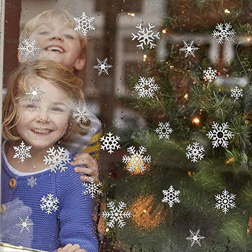 Ccinee 48Pcs Glitter Snowflake Clings Window Film Glass Sticker Static Decal For Christmas Decoration #TOP6
