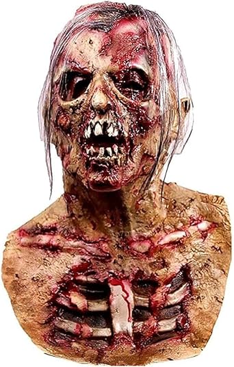 Halloween Party Mask Zombie, High-Grade Commercial Grade, Grotesque Super Realistic Full Face Mask, Scary! Corpse, Devil, Wig, Mask, Cosplay, Transformation, Costume, Christmas Costume