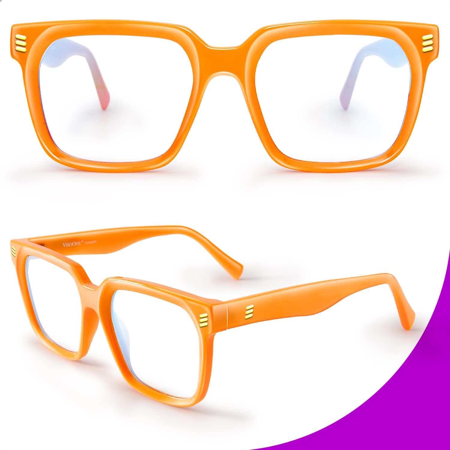 VISOONE Rectangle TR90 Blue Light Blocking Glasses Computer Eyewear with Preppy Look for Women and Men Cougar - Image 4