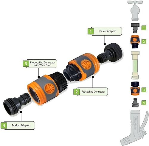 Miniatura 4 de 18 piezas de manguera de jardín conector rápido de 34 pulgadas, conectores macho y hembra, adaptadores de extremo de manguera con 24 juntas de goma,