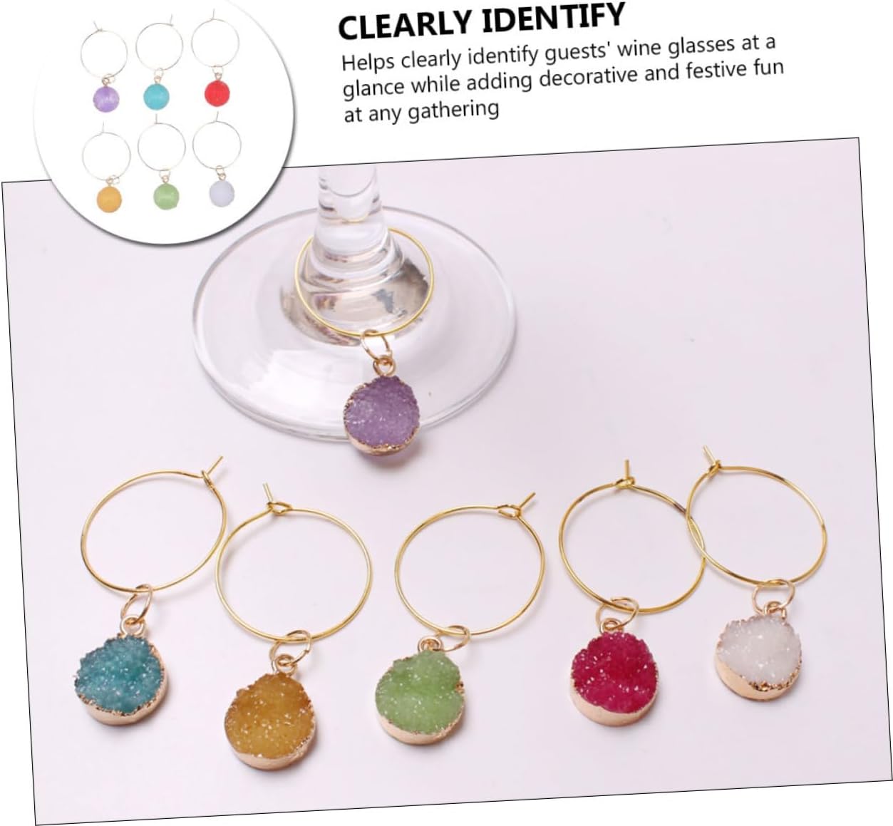 PRETYZOOM 5sets Colorful Wine Cup Pendant Eye Catching Wine Goblet Tags for Party Use Vibrant Drink Markers for Weddings Gatherings and Home Bars and Odorless 6pcs*5