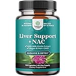 Liver Support NAC Supplement with Milk Thistle for Liver Cleanse Detox & Repair - N Acetyl Cysteine Supplement Liver Cleanse with Antioxidants, Turmeric, Choline, Dandelion & L-Glutathione - 120 Caps