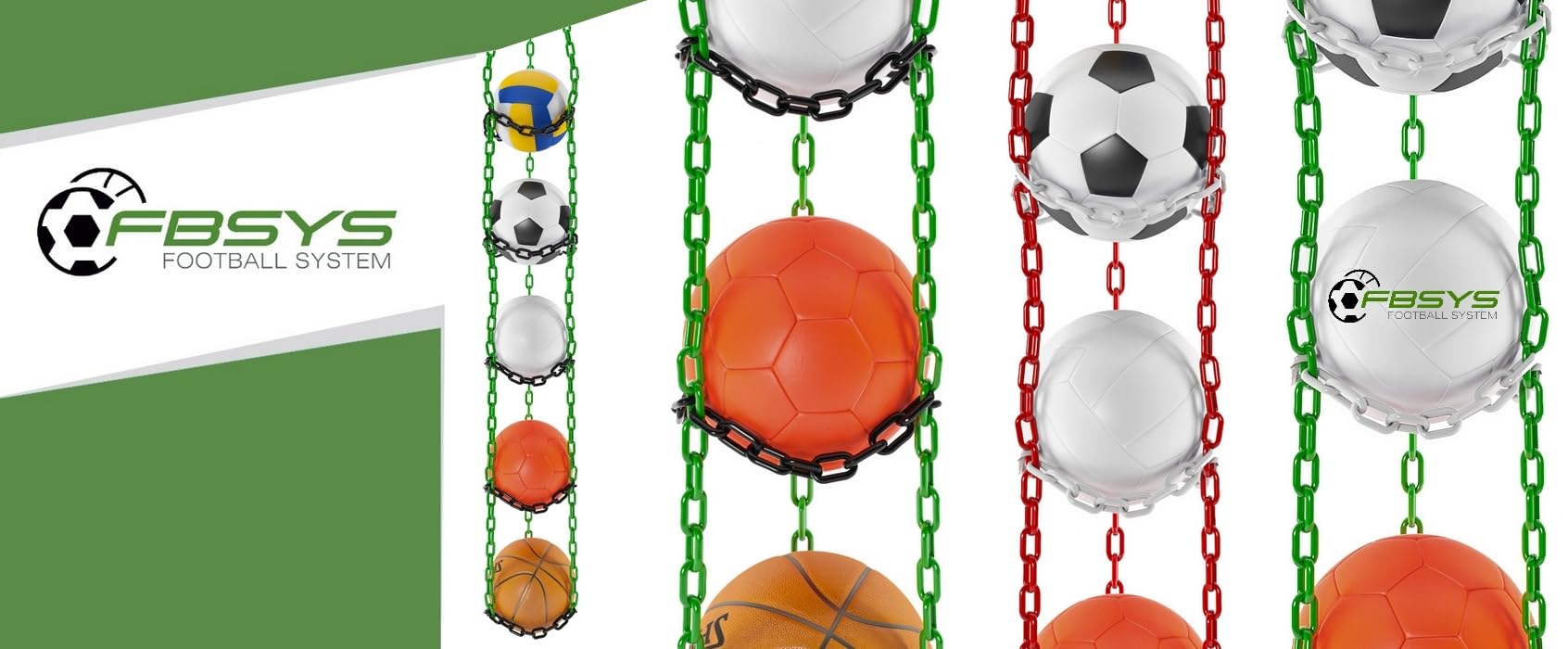Ballhalter - Haken für 8 Bälle (Basketball, Fussball, Volleyball) - Organizer Ballnetz - Schwarz & Grün